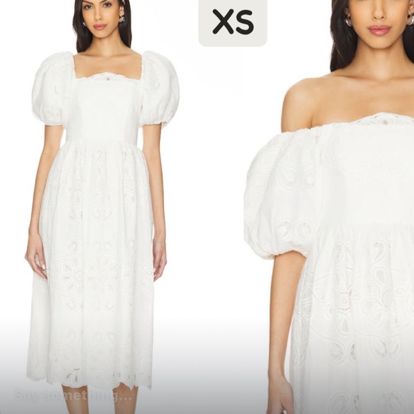 LPA Dresses & Skirts - LPA ARIA Elegant White Puff Sleeve Dress